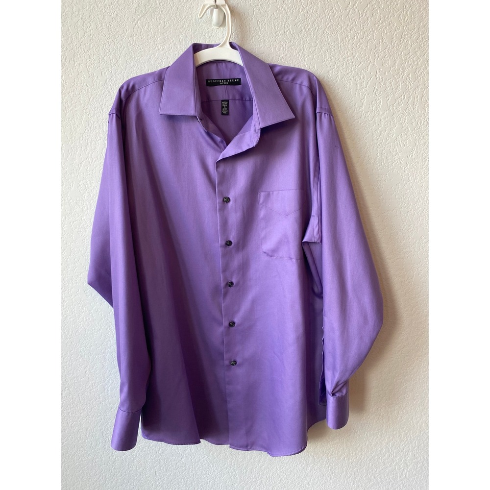 Geoffrey Beene Women Solid Professional PREPPY Button Down Size L Purple Purple